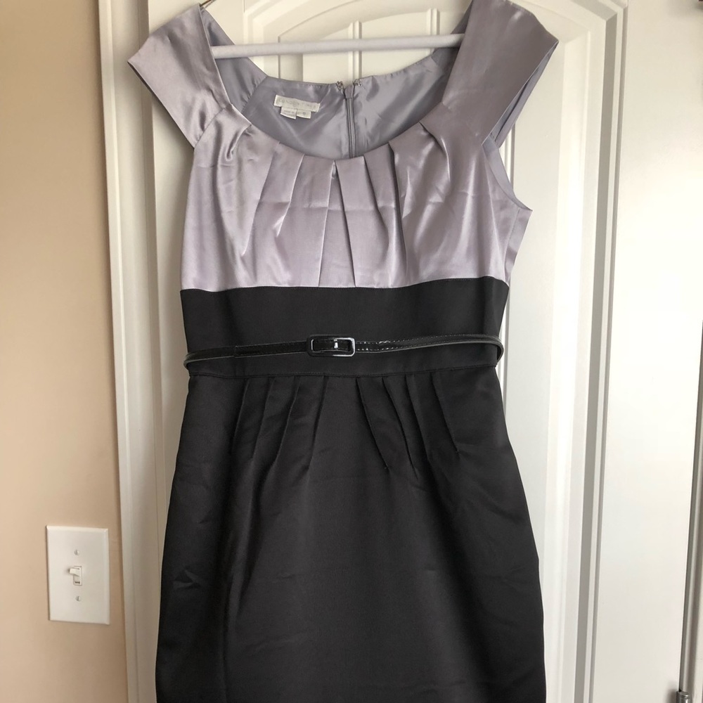 MINT:Gray and black satin cocktail dress
